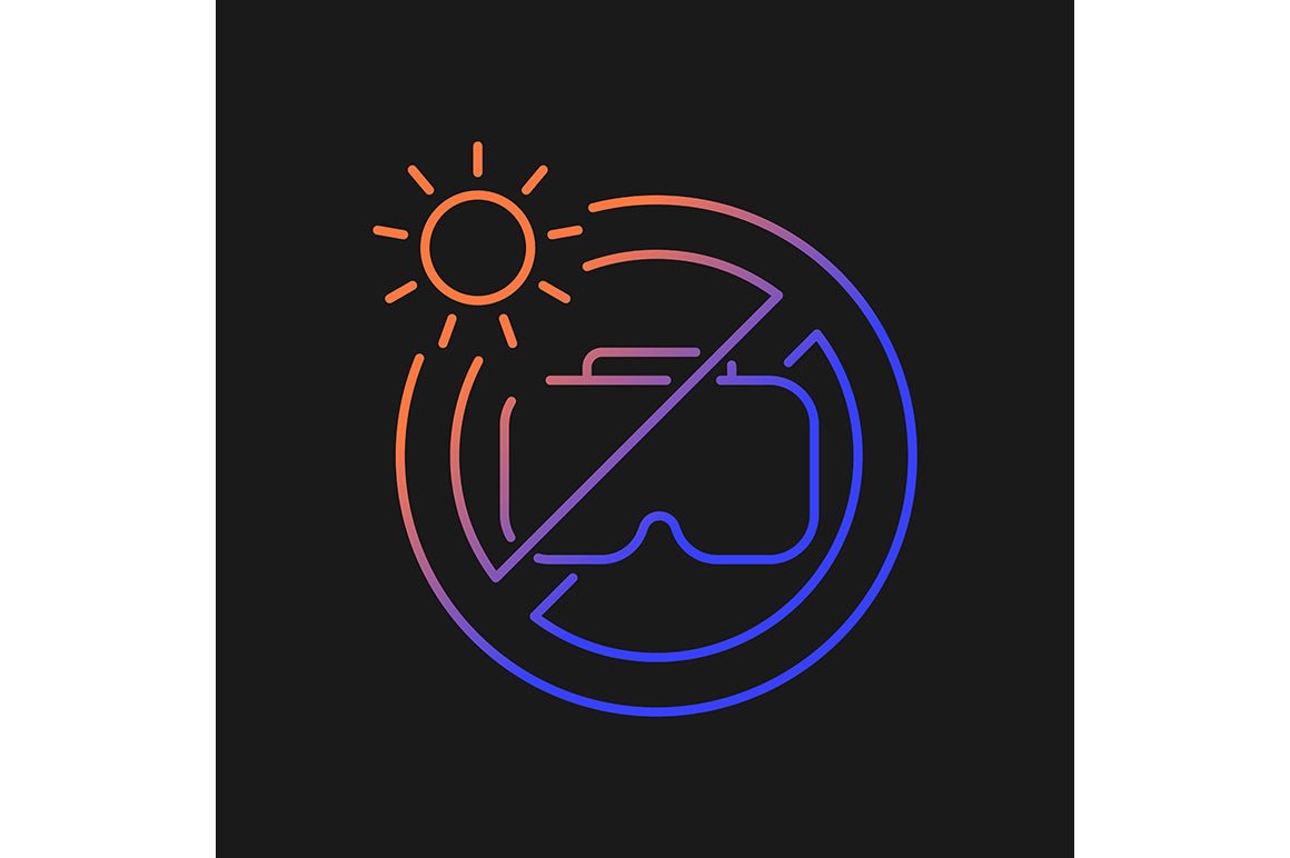 Vr headset gradient manual label icons set for dark and light mode