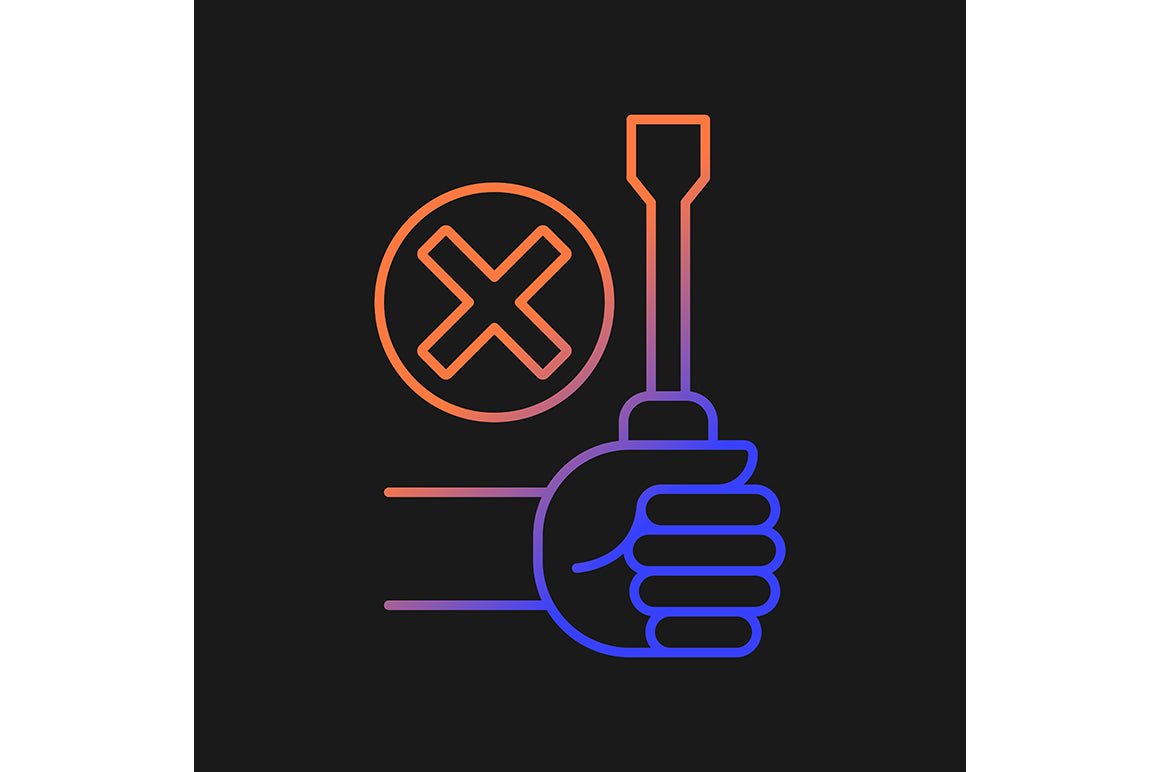 Vr headset gradient manual label icons set for dark and light mode