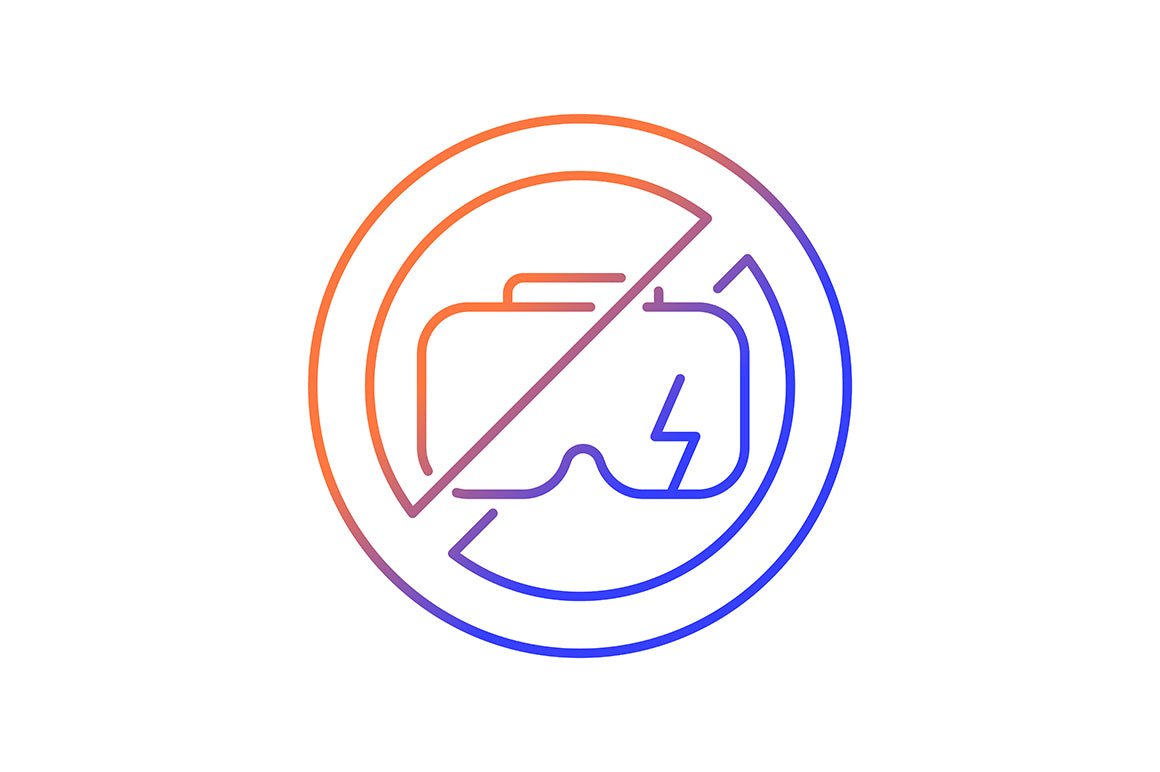 Vr headset gradient manual label icons set for dark and light mode