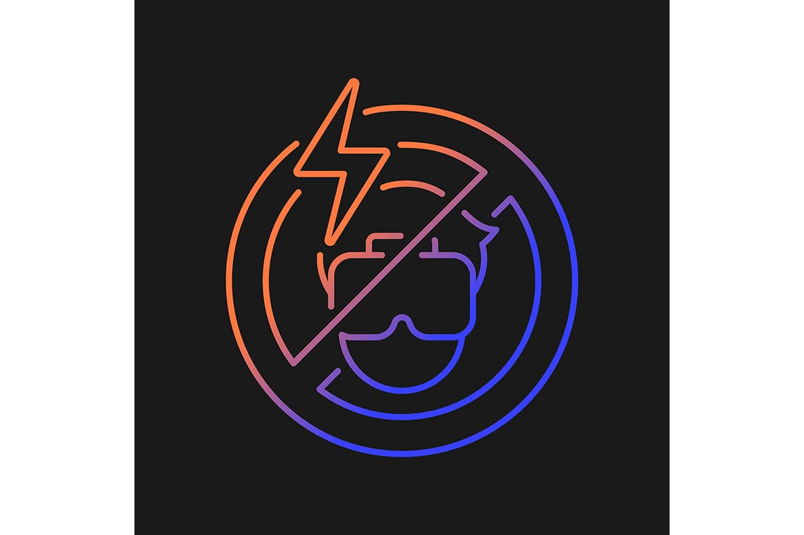 Vr headset gradient manual label icons set for dark and light mode