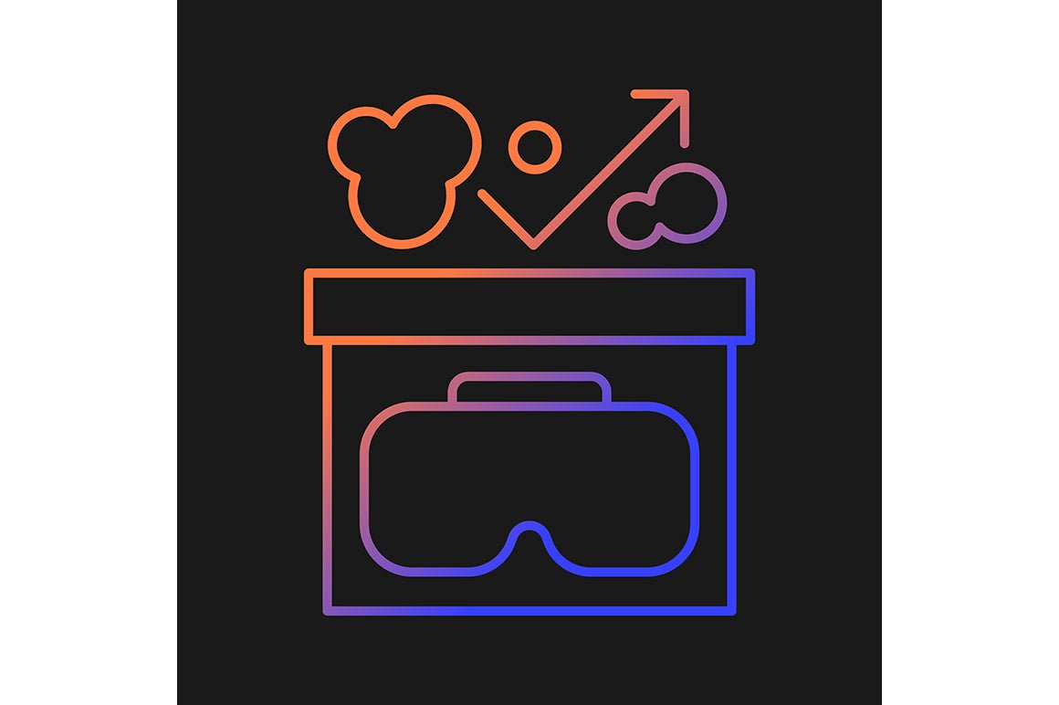 Vr headset gradient manual label icons set for dark and light mode
