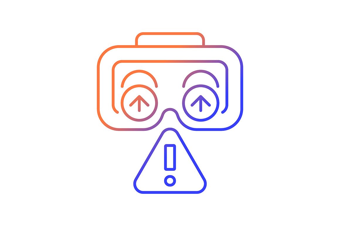 Vr headset gradient manual label icons set for dark and light mode