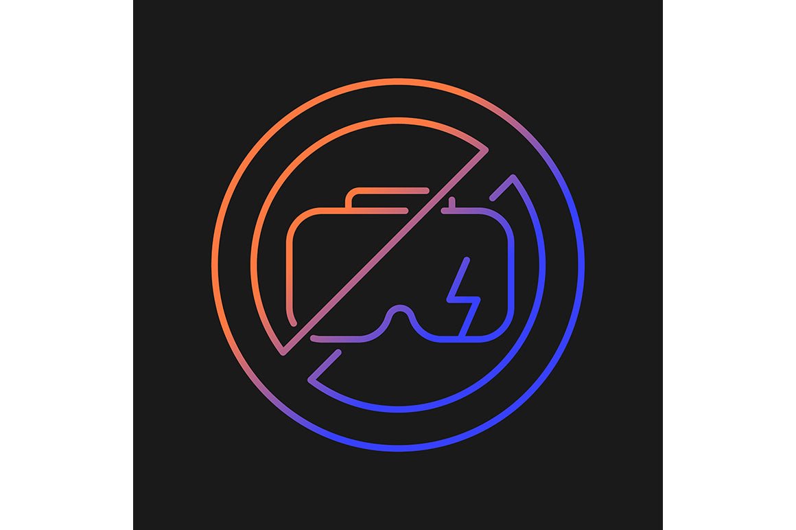Vr headset gradient manual label icons set for dark and light mode
