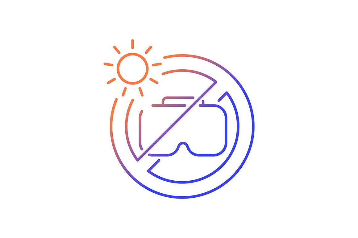 Vr headset gradient manual label icons set for dark and light mode