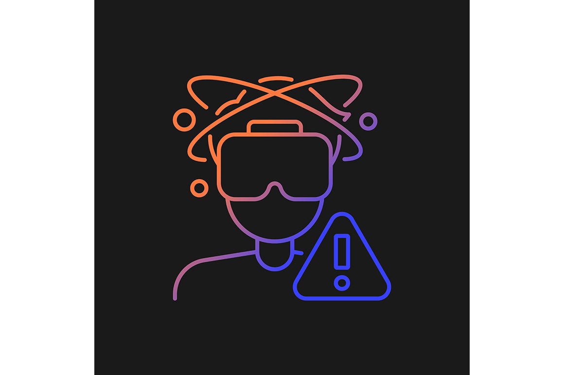 Vr headset gradient manual label icons set for dark and light mode