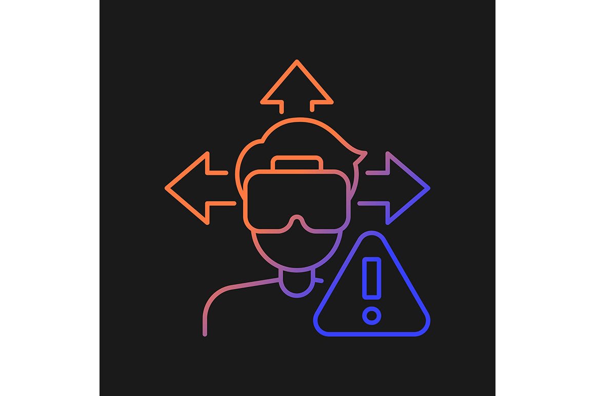 Vr headset gradient manual label icons set for dark and light mode