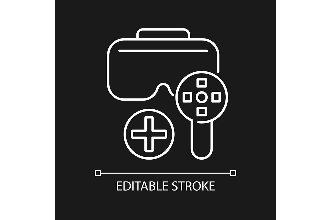 VR headset linear manual label icons set for dark and light mode