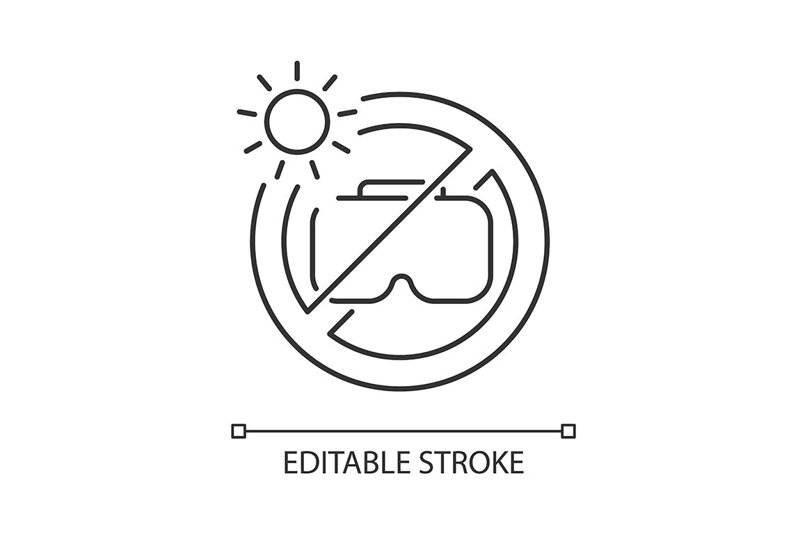VR headset linear manual label icons set for dark and light mode