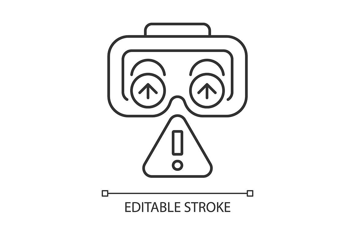 VR headset linear manual label icons set for dark and light mode