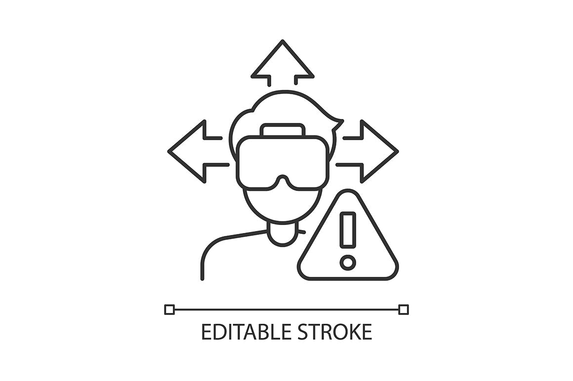 VR headset linear manual label icons set for dark and light mode