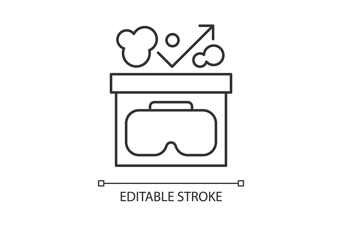 VR headset linear manual label icons set for dark and light mode