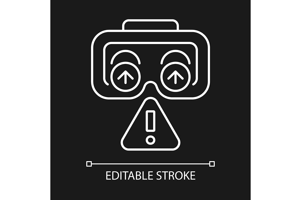 VR headset linear manual label icons set for dark and light mode