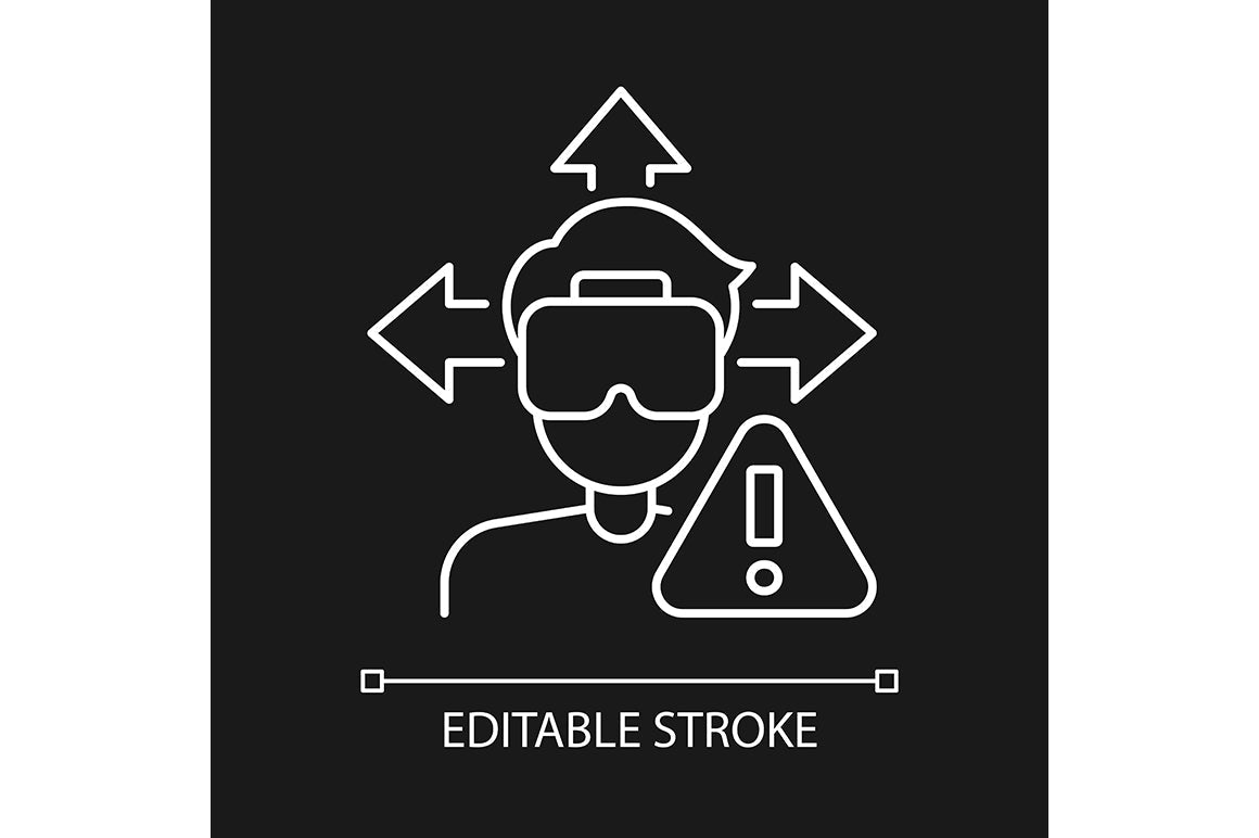 VR headset linear manual label icons set for dark and light mode