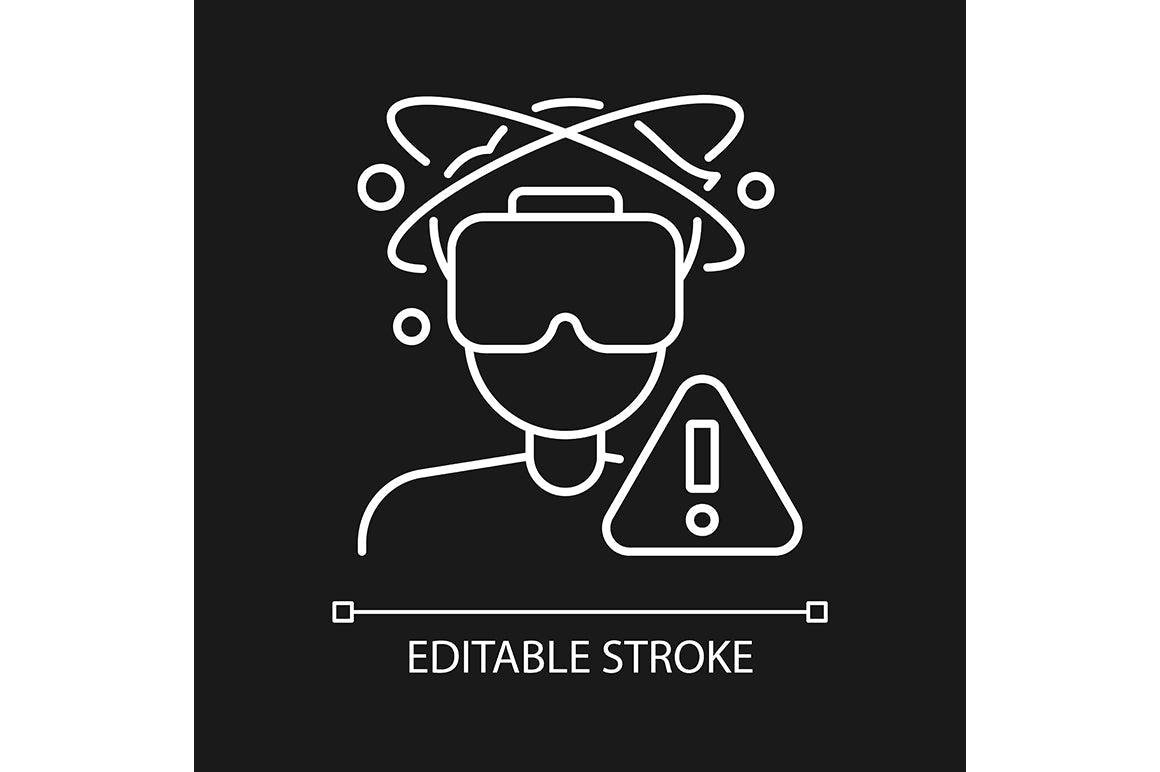 VR headset linear manual label icons set for dark and light mode