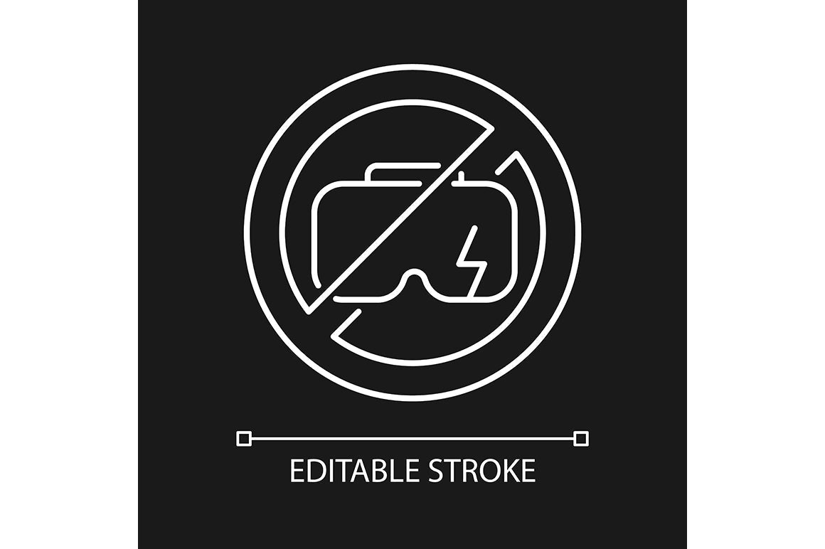 VR headset linear manual label icons set for dark and light mode