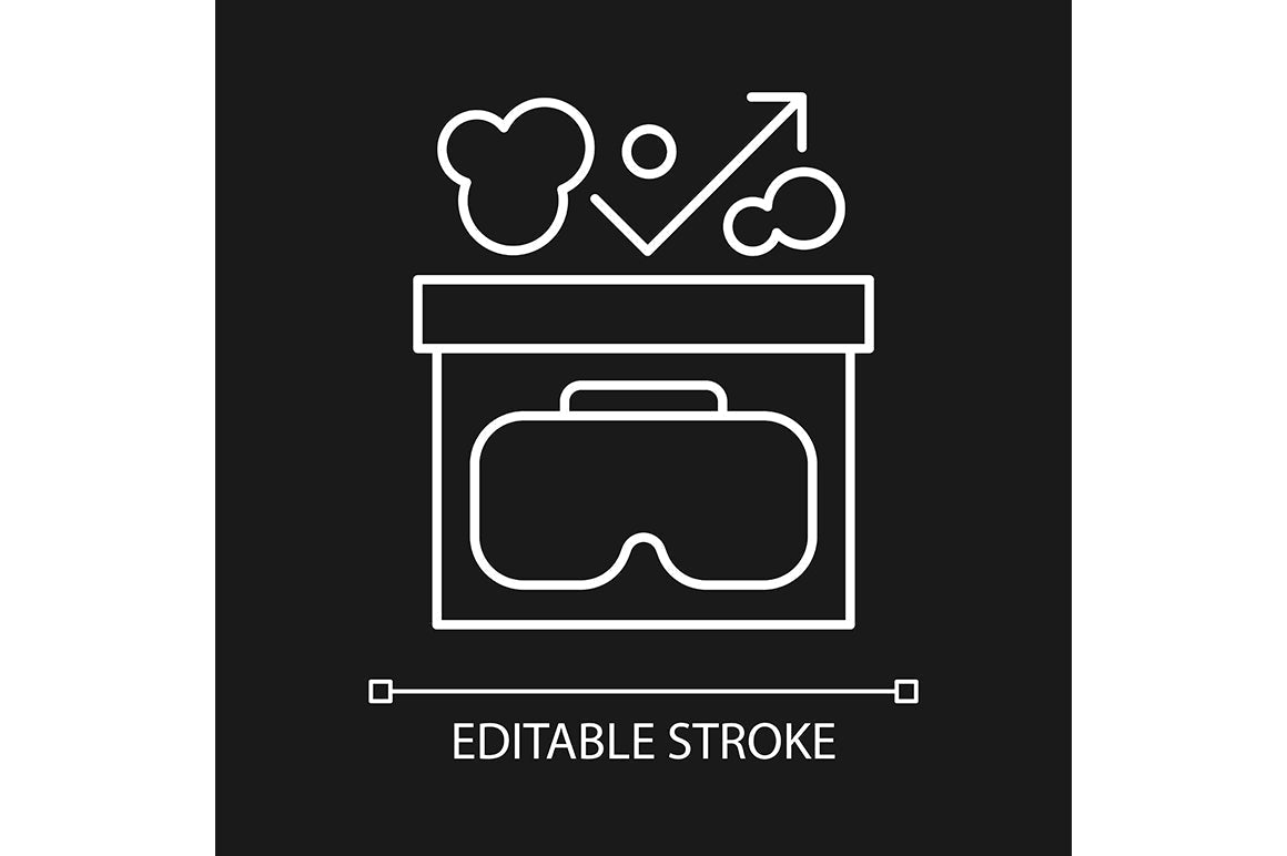 VR headset linear manual label icons set for dark and light mode