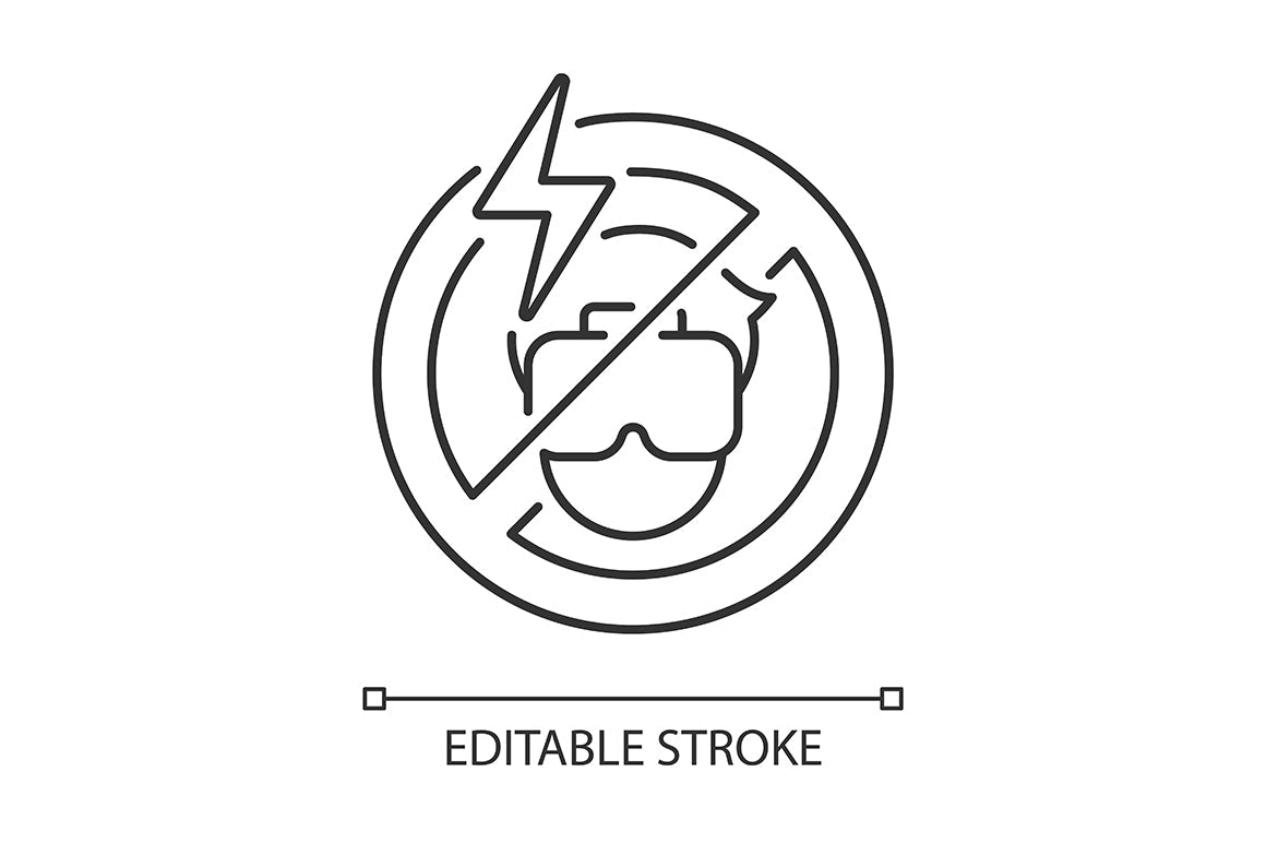 VR headset linear manual label icons set for dark and light mode