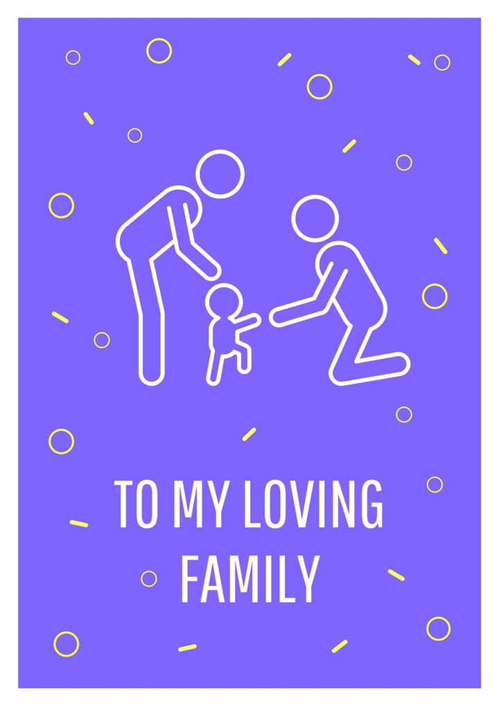 Warm wishes on family day postcard with linear glyph icon set