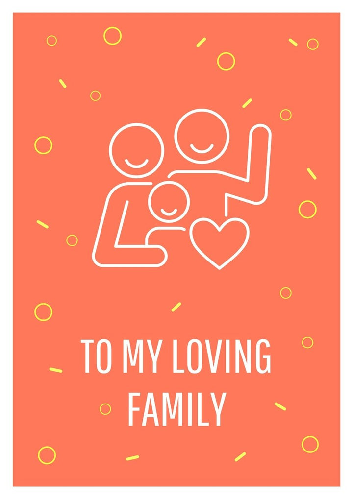 Warm wishes on family day postcard with linear glyph icon set