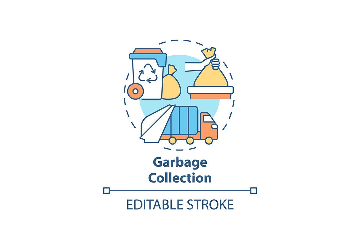 Waste collection services concept icons bundle