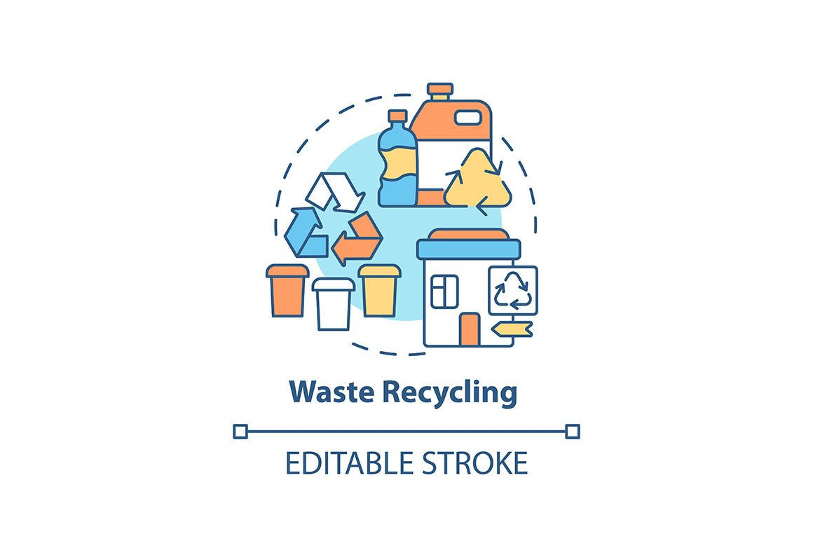 Waste collection services concept icons bundle
