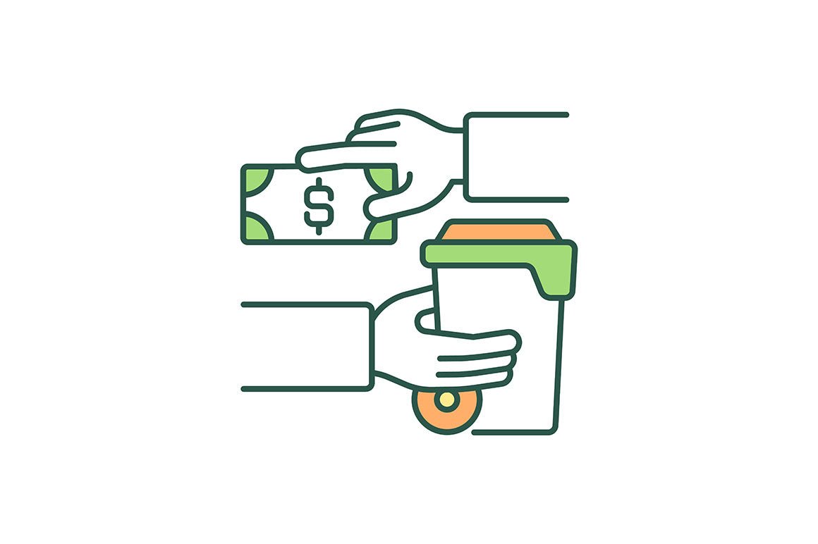 Waste management RGB color icons set