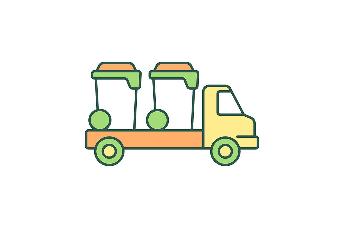 Waste management RGB color icons set