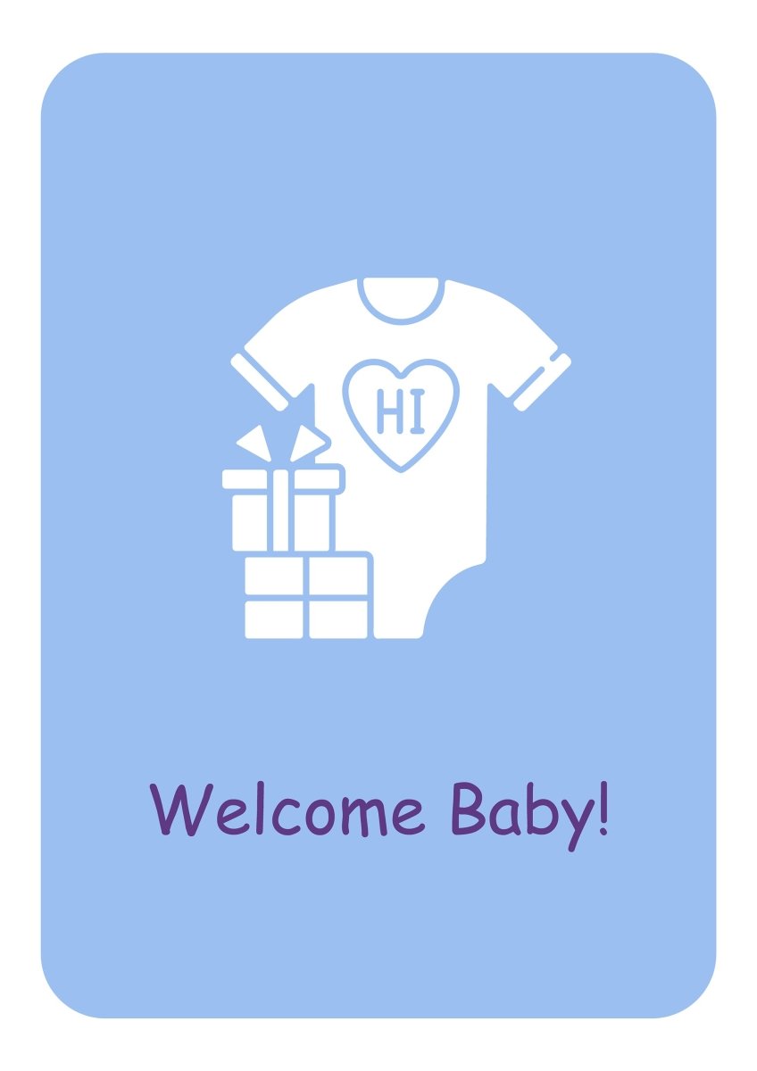 Welcome newborn in family greeting cards with glyph icon element set