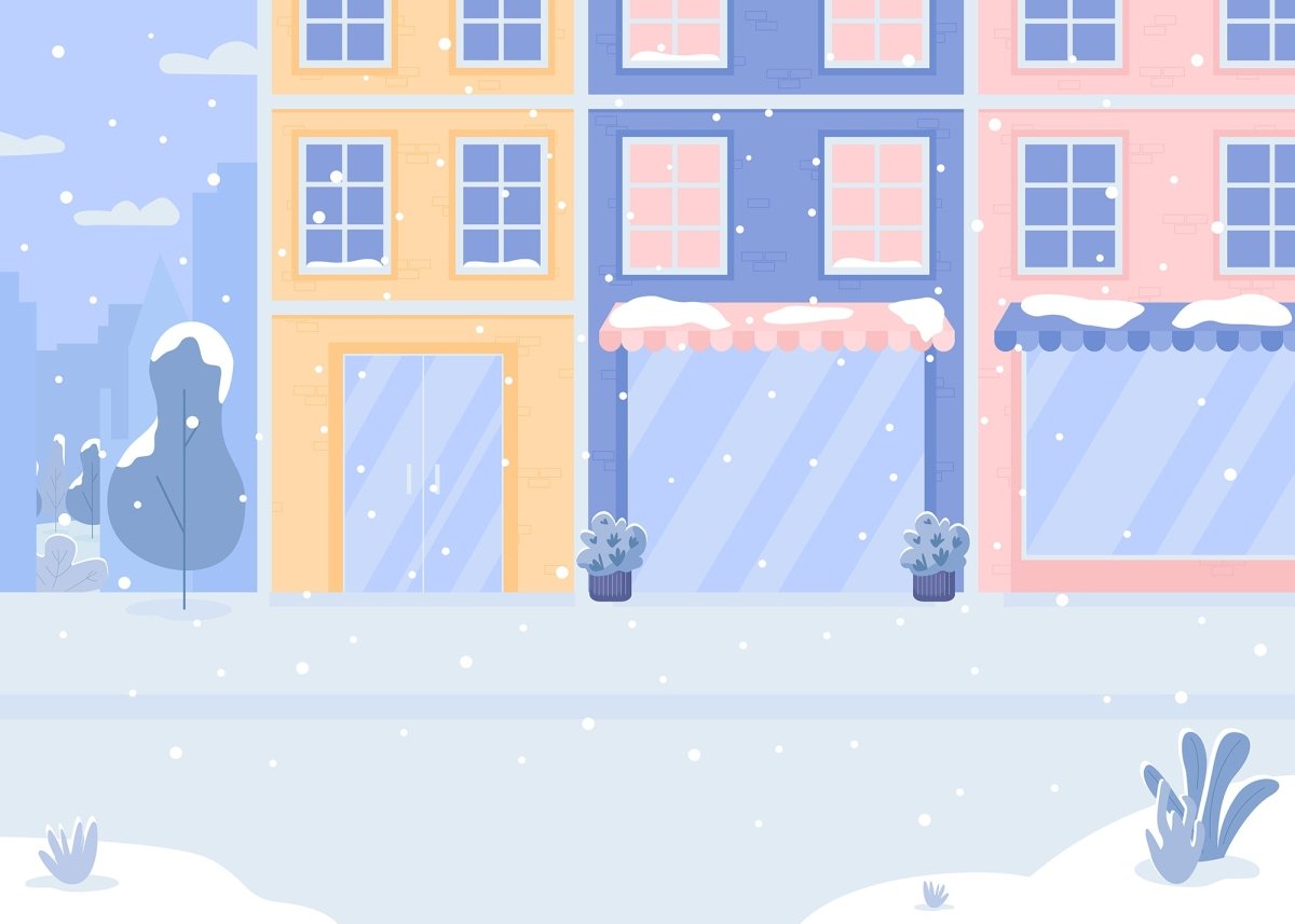 Winter fun flat color vector illustration bundle