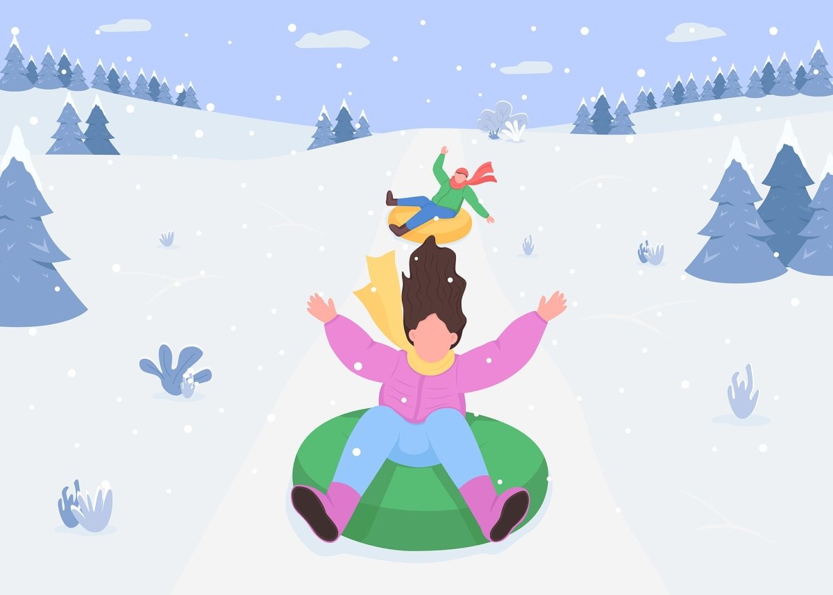 Winter fun flat color vector illustration bundle