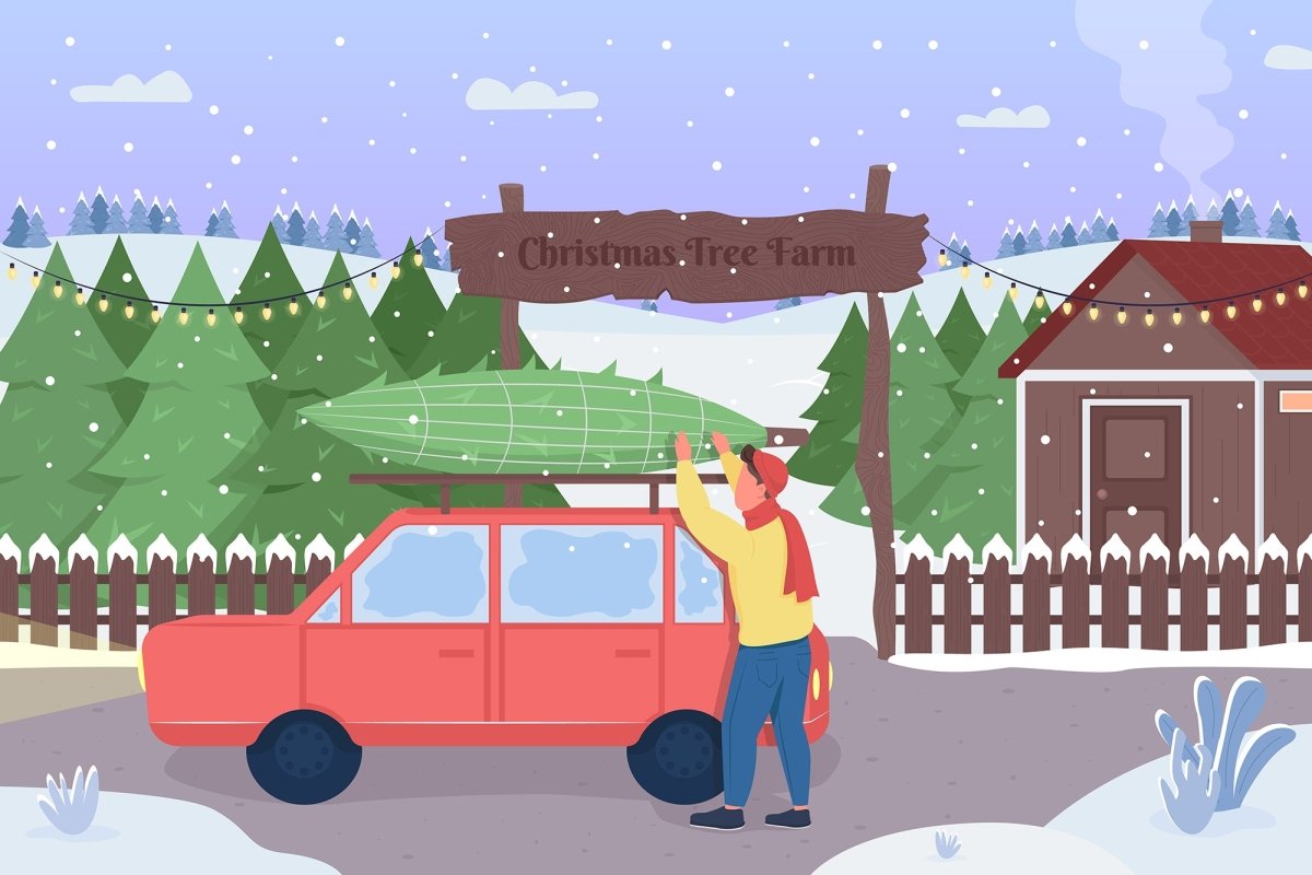 Winter fun flat color vector illustration bundle
