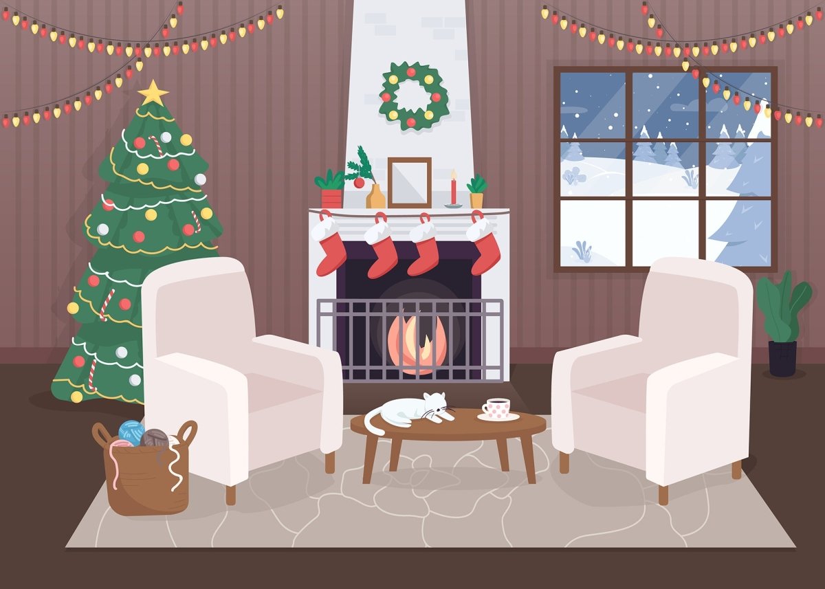Winter fun flat color vector illustration bundle