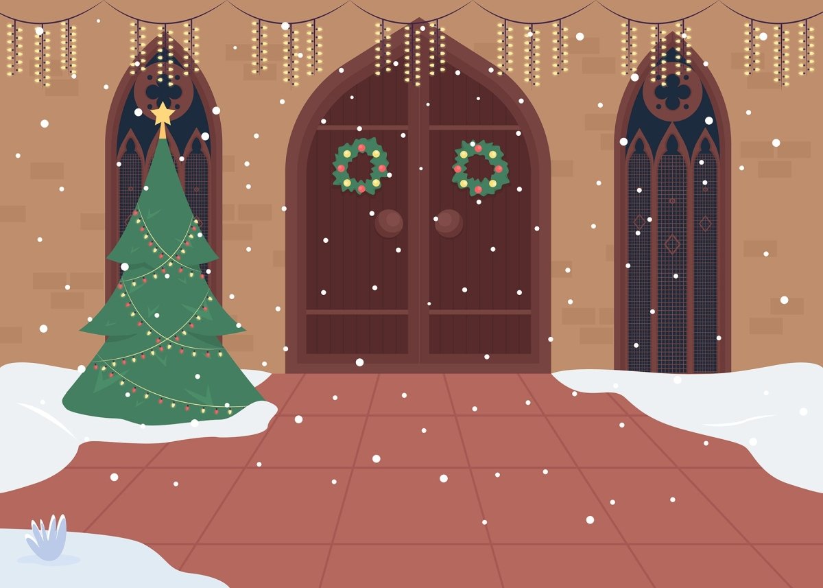 Winter fun flat color vector illustration bundle