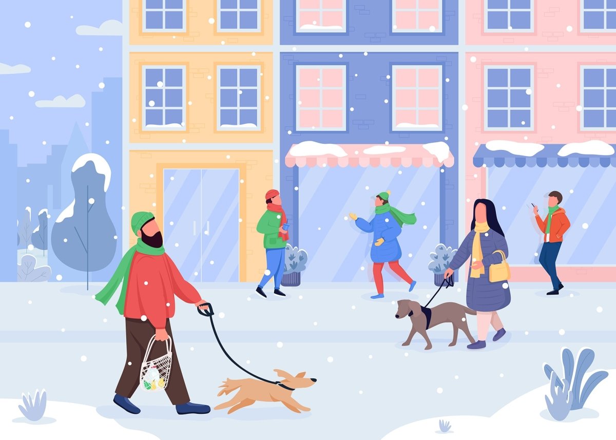 Winter fun flat color vector illustration bundle