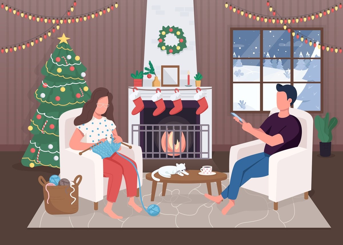 Winter fun flat color vector illustration bundle
