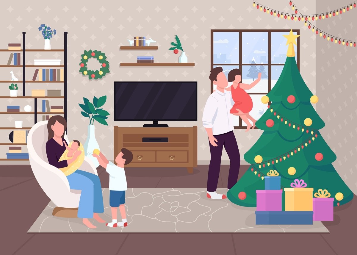 Winter fun flat color vector illustration bundle