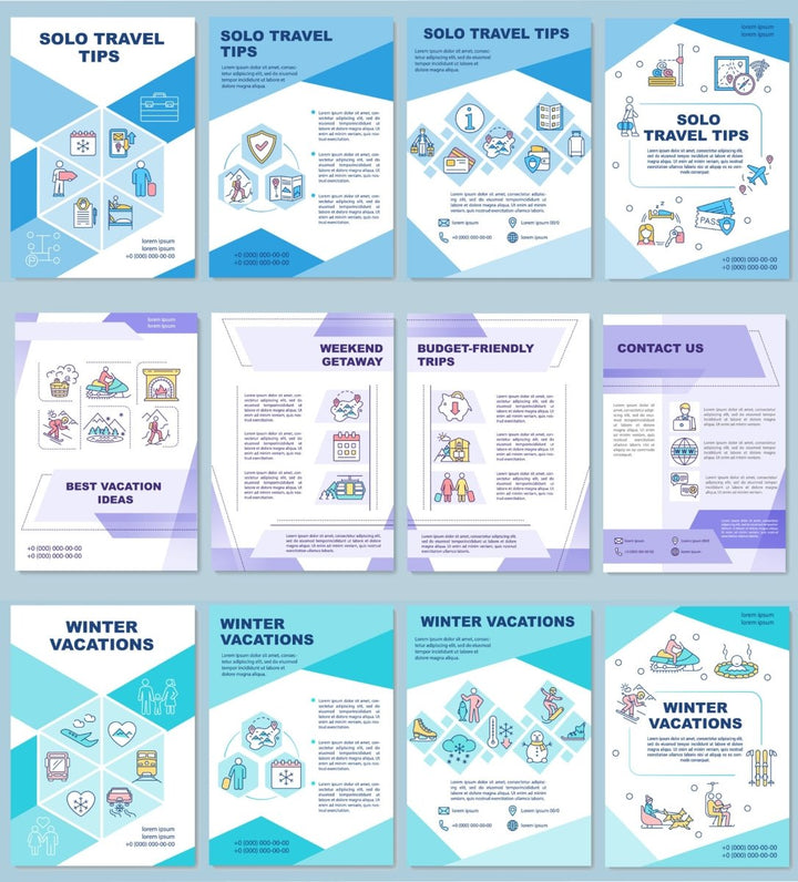 Winter holidays brochure template set