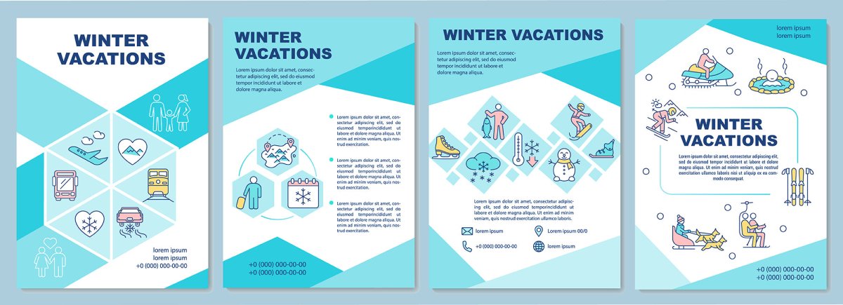 Winter holidays brochure template set