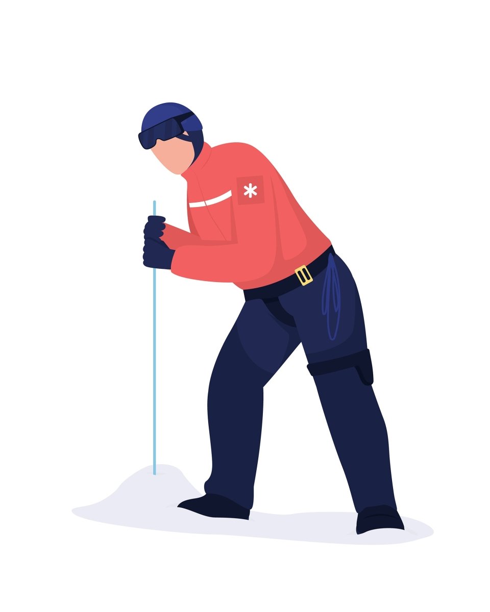 Winter rescuing semi flat color vector characters