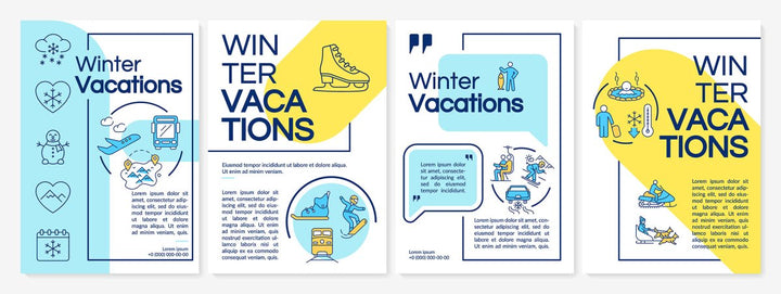 Winter vacations brochure template set