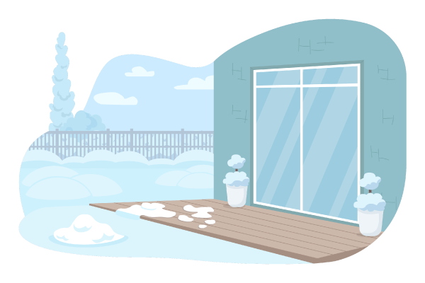 Wintertime Suburban Home Illustrations