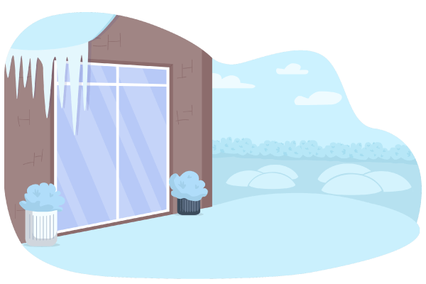 Wintertime Suburban Home Illustrations
