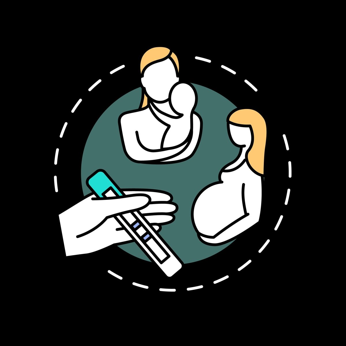 Women healthcare concept icons pack for dark and light theme