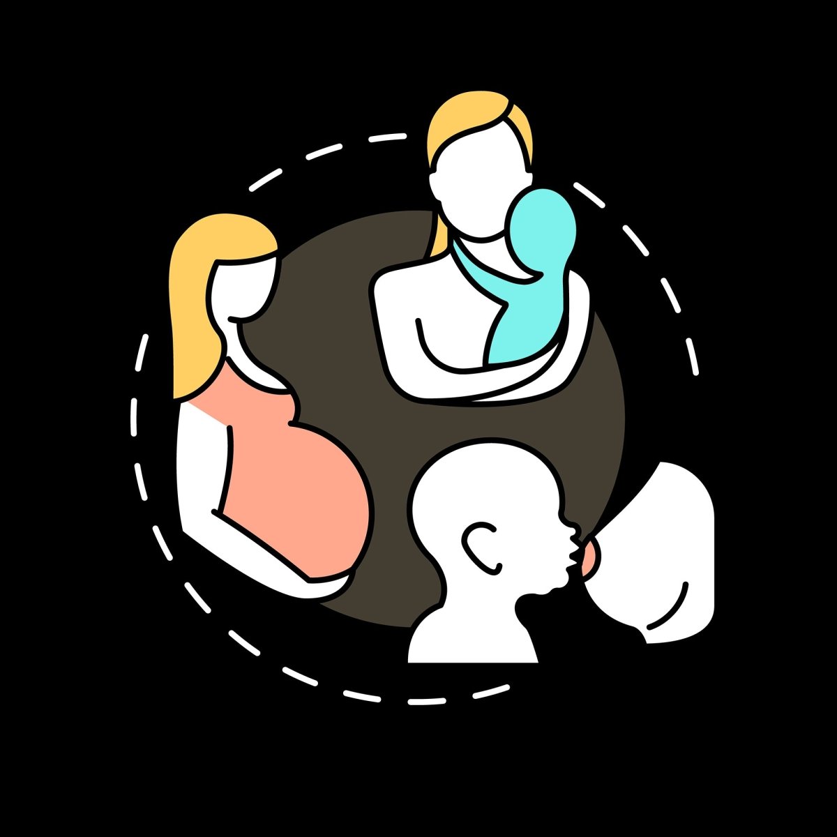 Women healthcare concept icons pack for dark and light theme