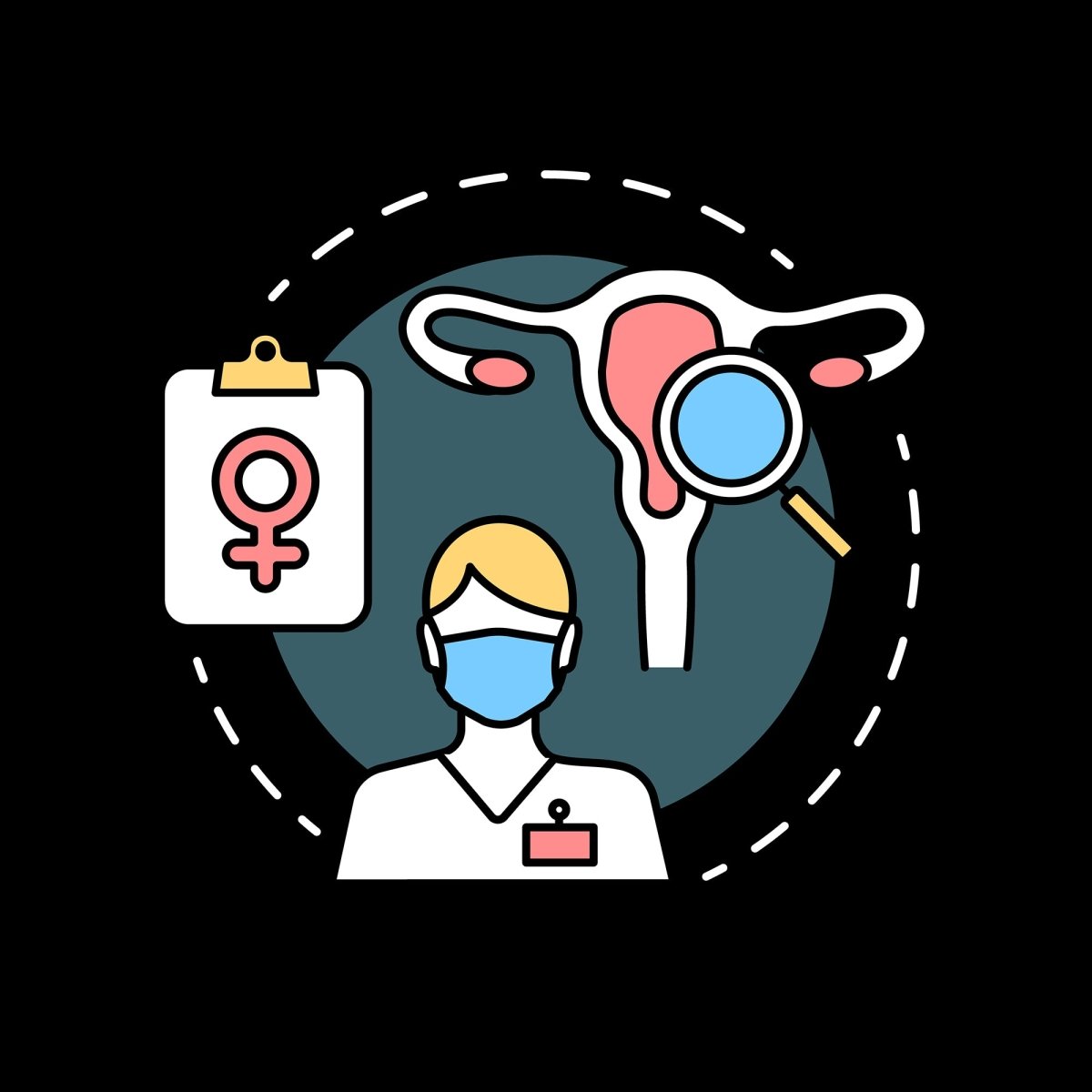 Women healthcare concept icons pack for dark and light theme