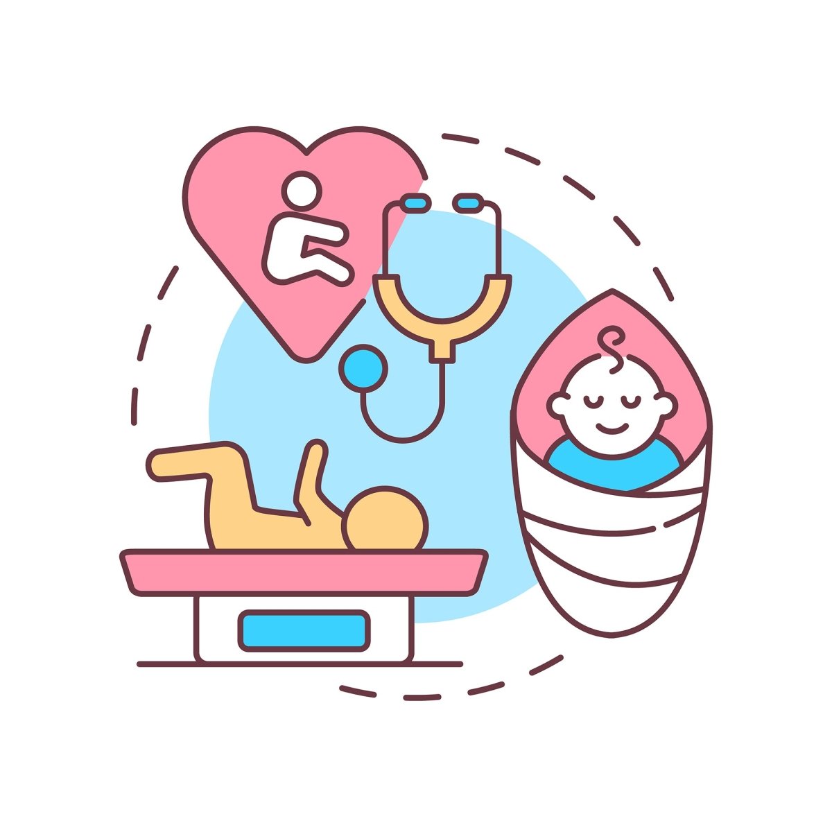 Women healthcare concept icons pack for dark and light theme