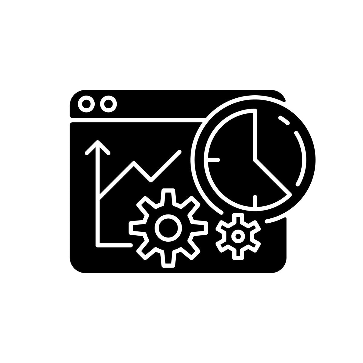 Work monitoring black glyph icons set on white space