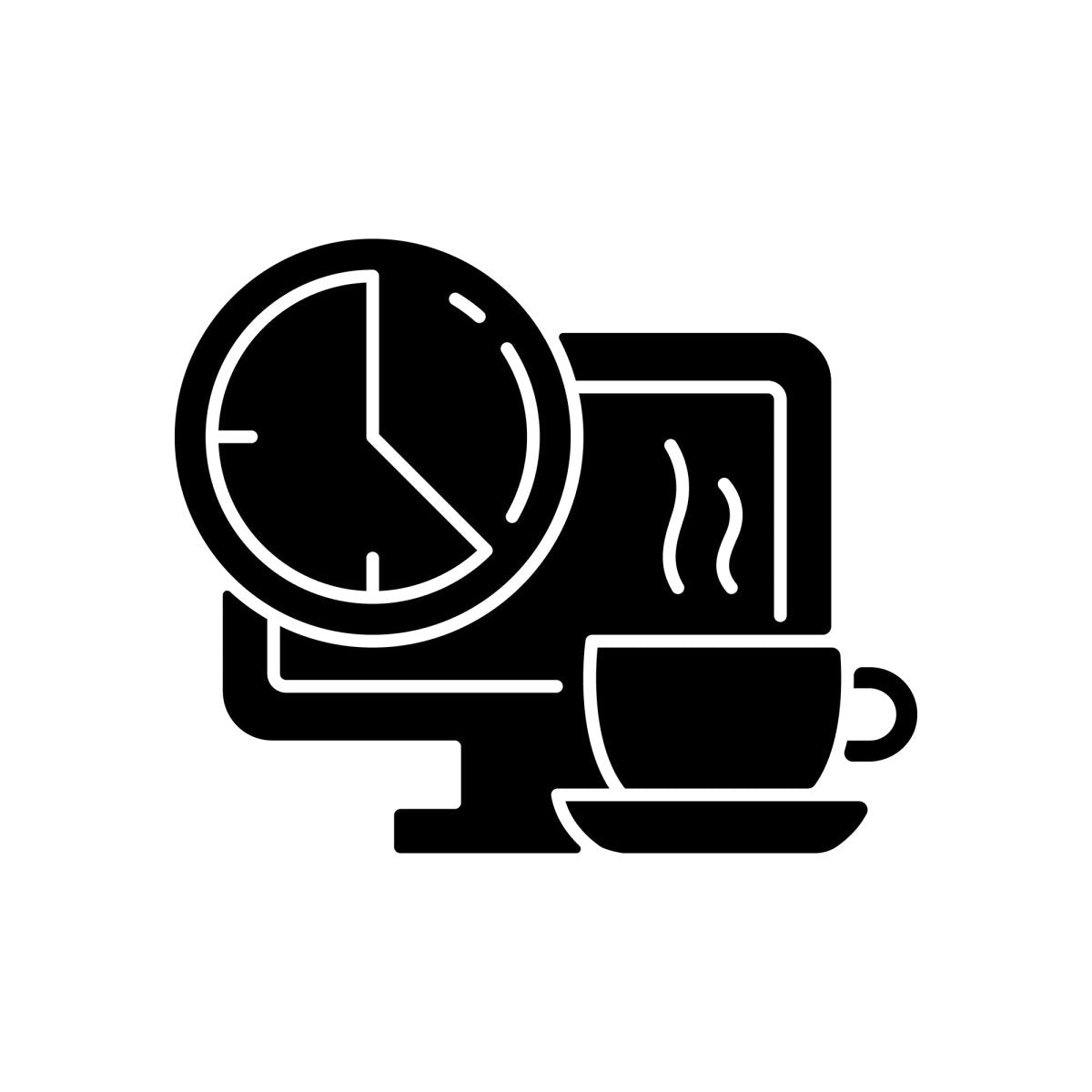 Work monitoring black glyph icons set on white space