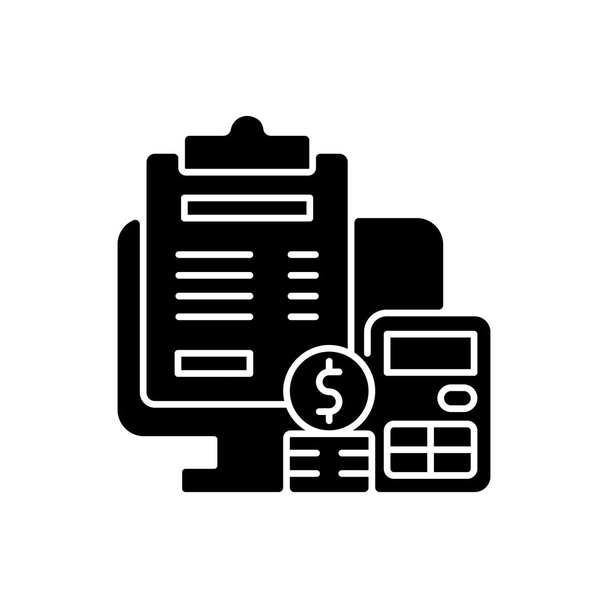 Work monitoring black glyph icons set on white space