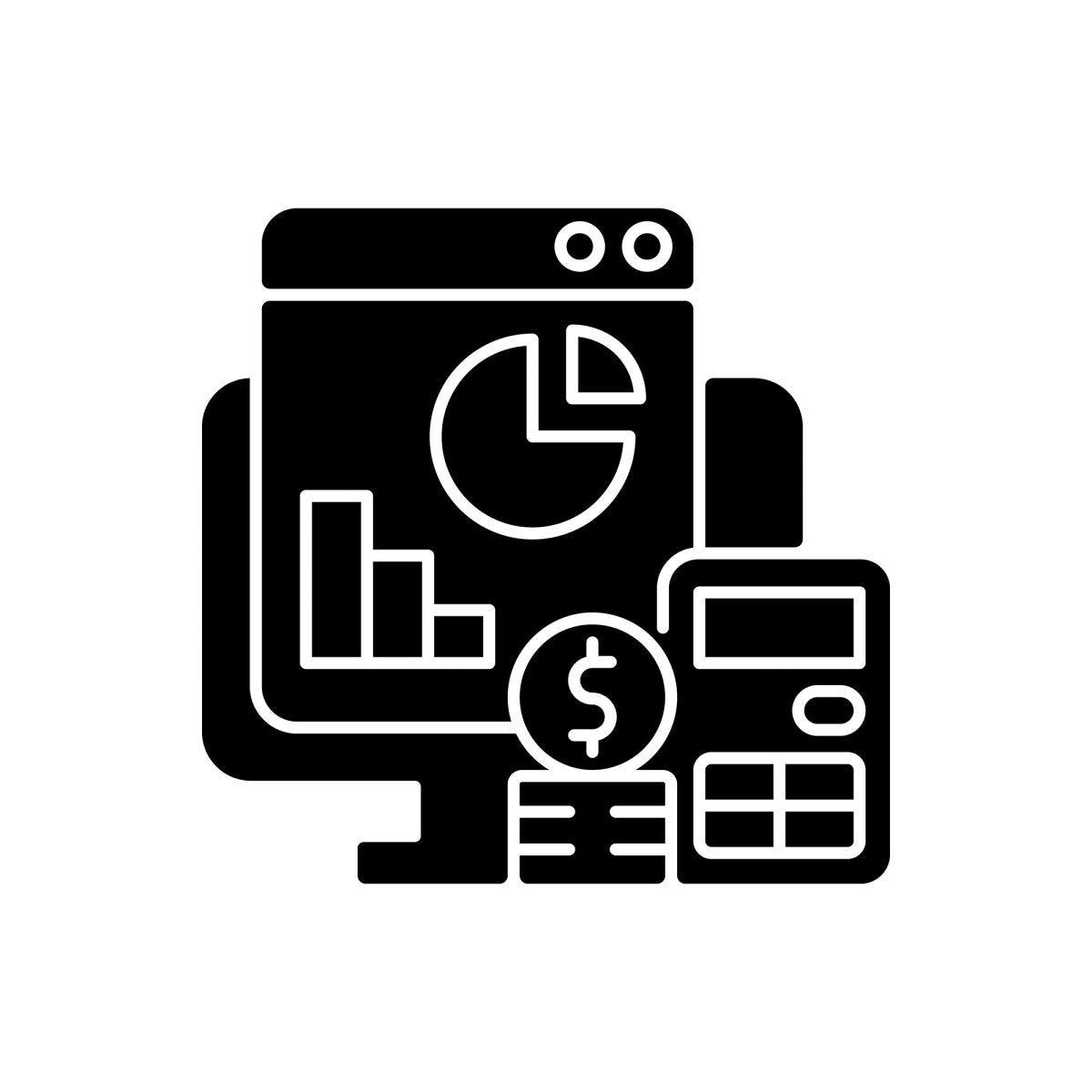 Work monitoring black glyph icons set on white space